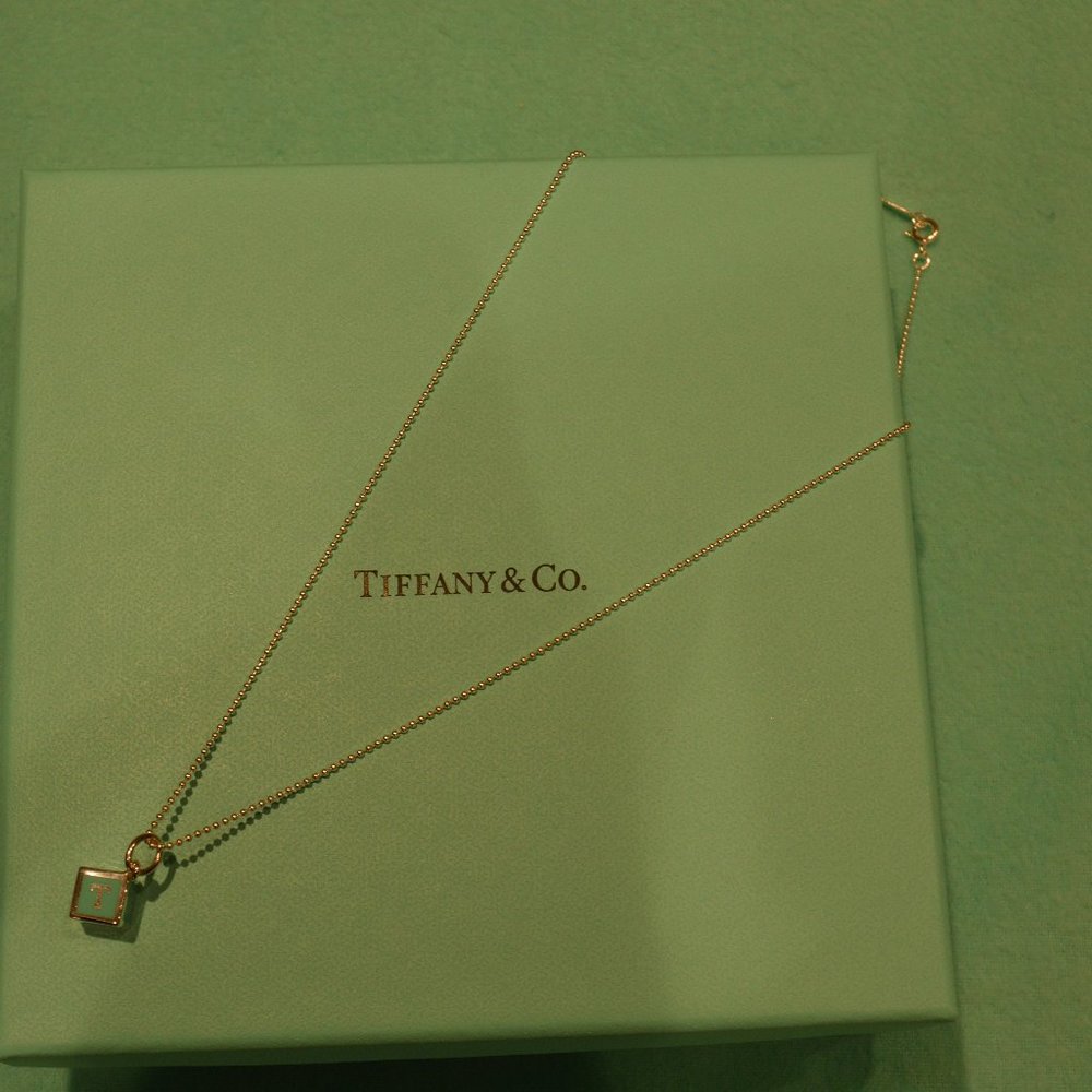 Tiffany & Co Blue Cube Pendant Necklace